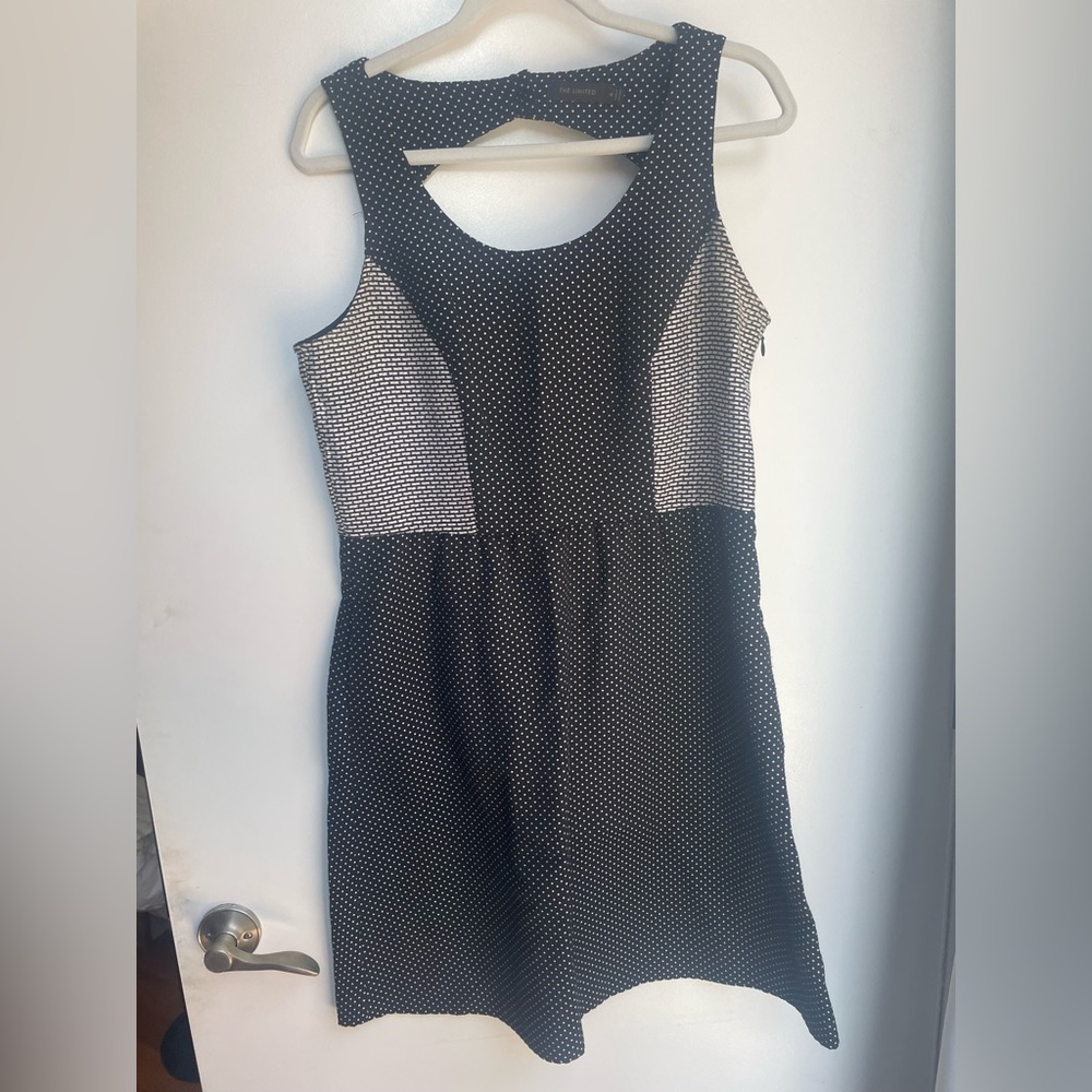 The Limited Black Mini Dress with White Polka Dot Paneling